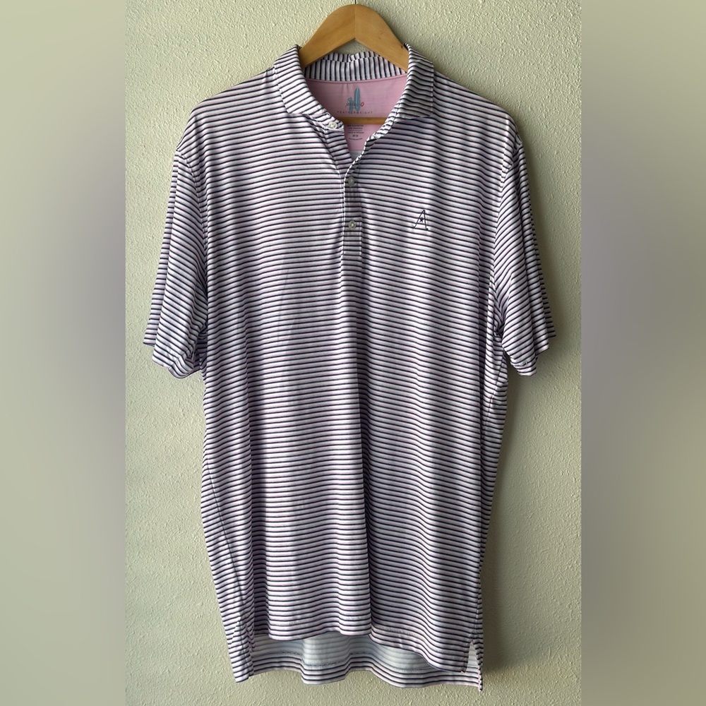 johnnie-O Striped Polo in White and Navy